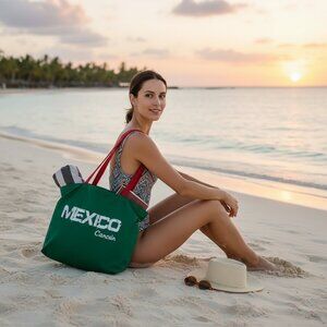 Green and Red Cancun Mexico Tote Bag